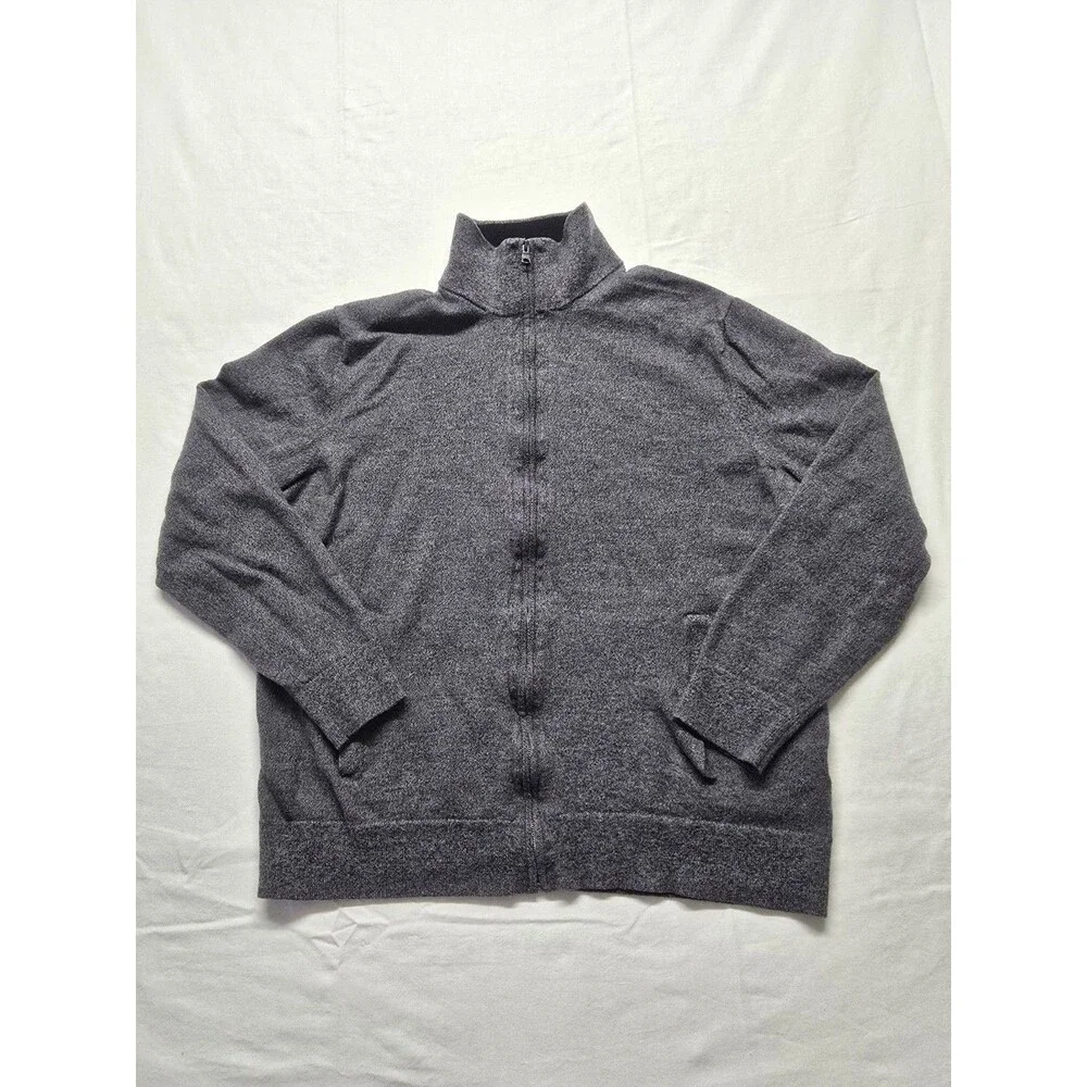 Banana Republic Mens Full Zip Cardigan Sweater XL Gray Merino Wool Classic